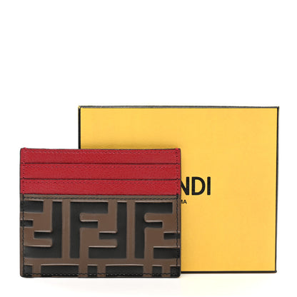 Fendi Vitello Cruise Bi-Color FF 1974 Embossed Card Holder Maya Black Fragola 8 of 8