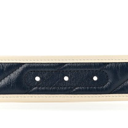 Gucci Azalea Calfskin Matelasse Diagonal Nickel Torchon Double G 40mm Belt 80 32 Blue Agata Mystic White 4 of 5