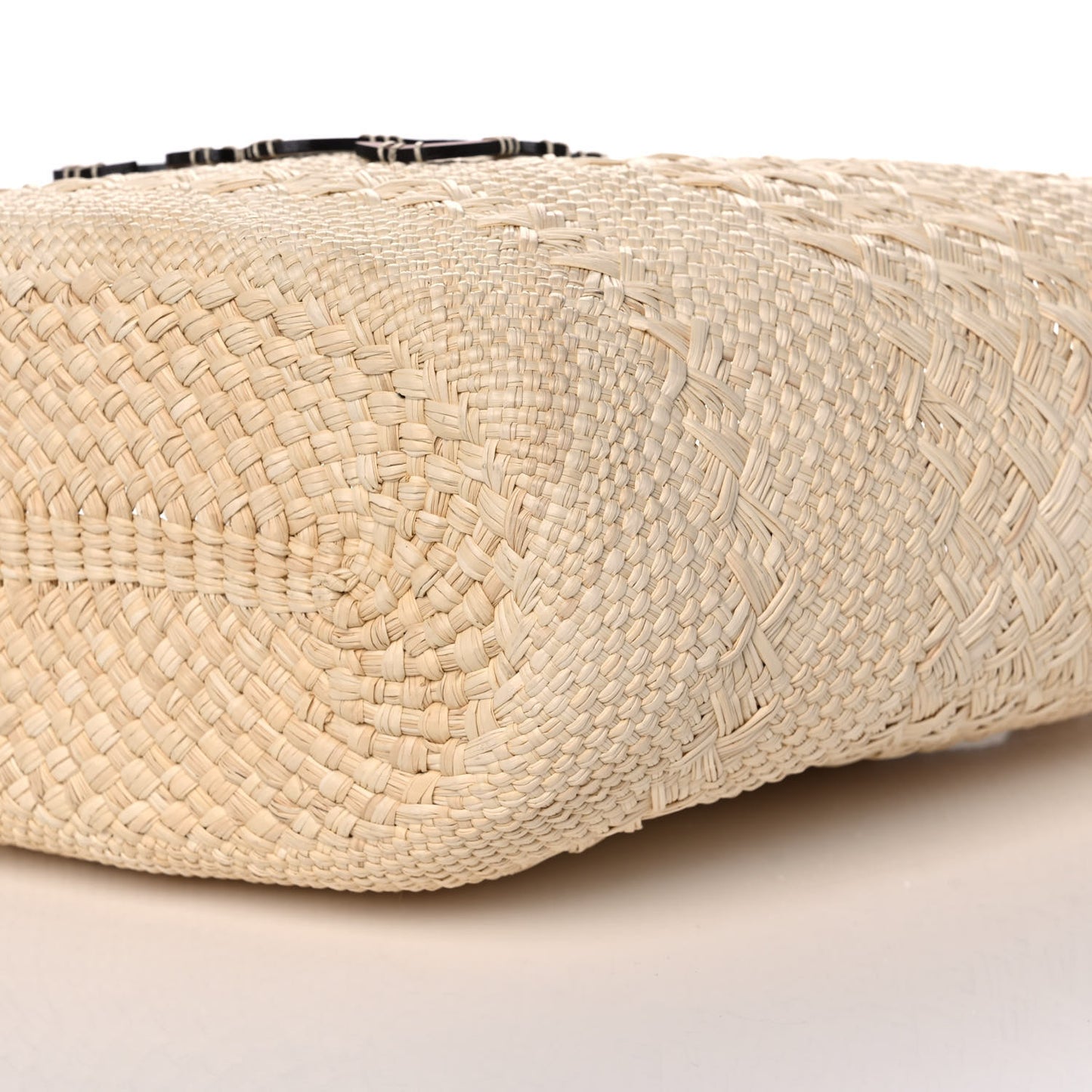 Iraca Palm Calfskin Anagram Basket Bag Natural Tan
