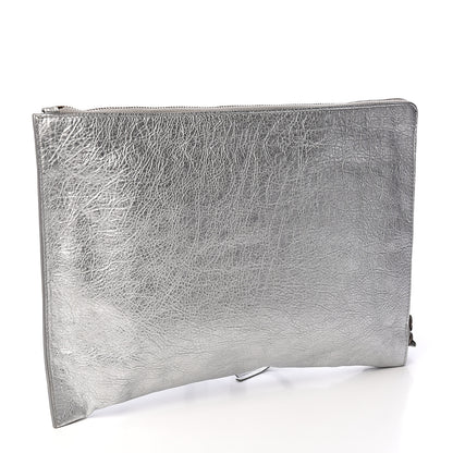 Balenciaga Agneau Classic Hardware Small Pouch Gris Aluminum 2 of 11