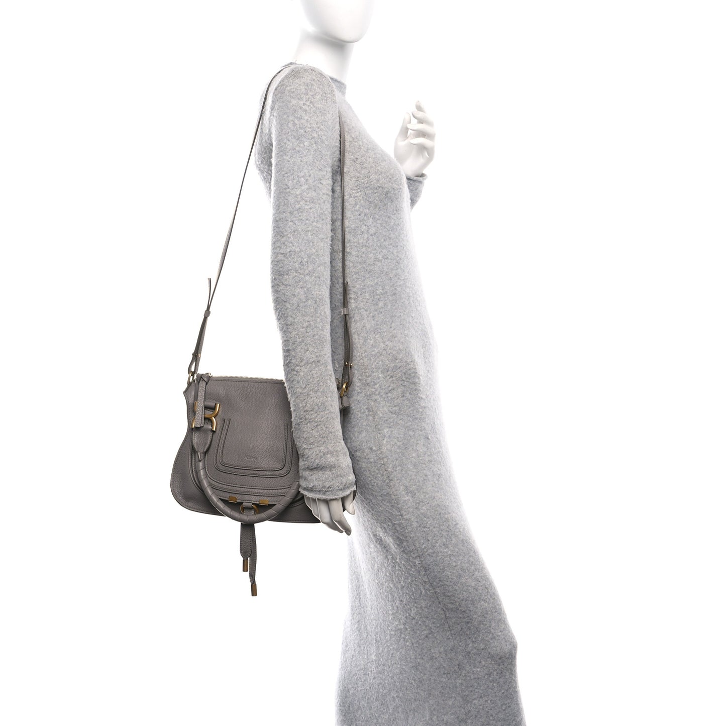 Calfskin Small Marcie Satchel Cashmere Grey