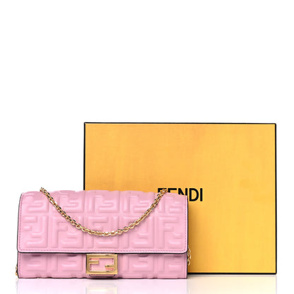 Fendi Nappa Matisse FF Embossed Continental Wallet On Chain Rosa Acquerello 9 of 9