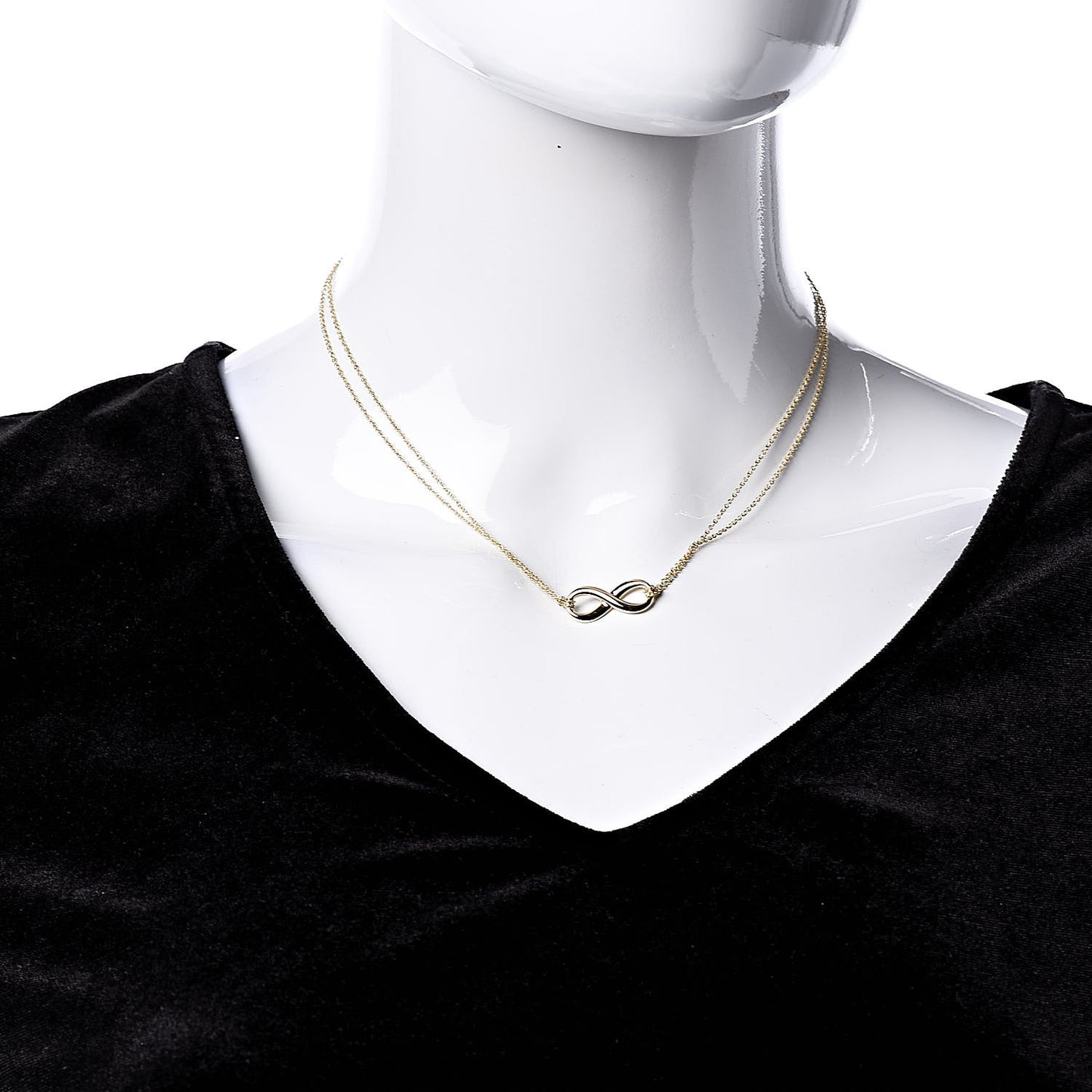 18K Yellow Gold Infinity Double Chain Pendant Necklace