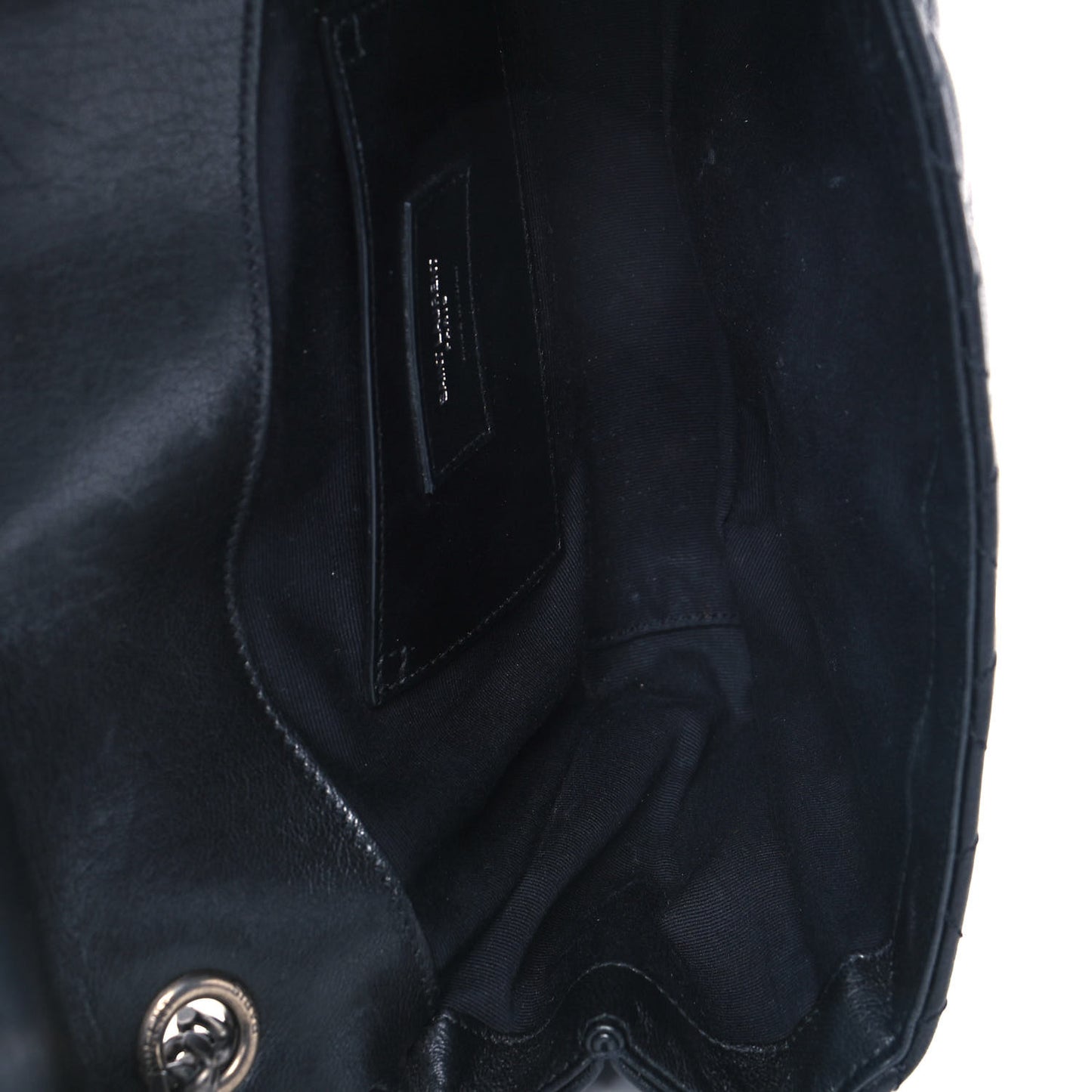 Sheepskin Tri-Quilt Monogram Medium College Bag Black