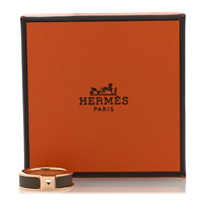 Hermes Madame Calfskin Athena Simple Stud Ring 55 7.25 Etoupe 5 of 5
