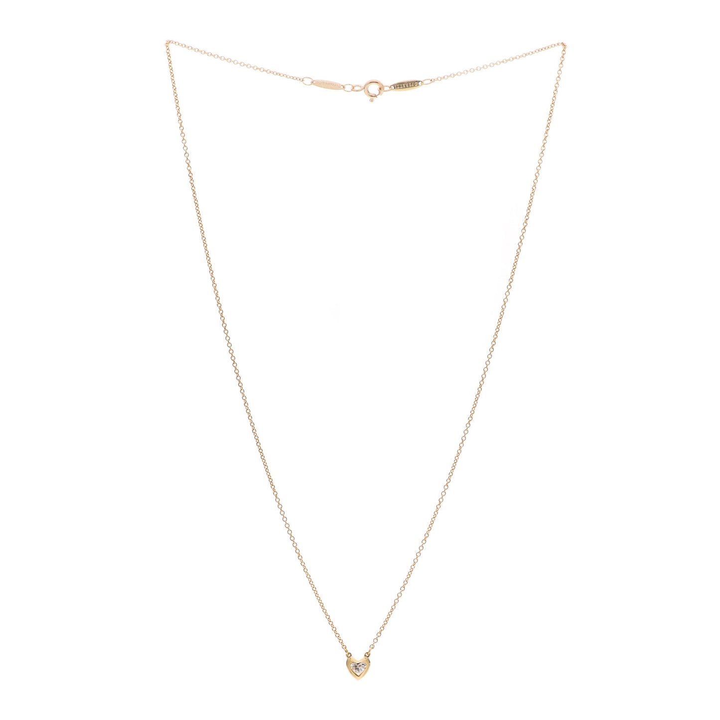 18K Yellow Gold Diamond .17ct Elsa Peretti Diamonds by the Yard Heart Pendant Necklace