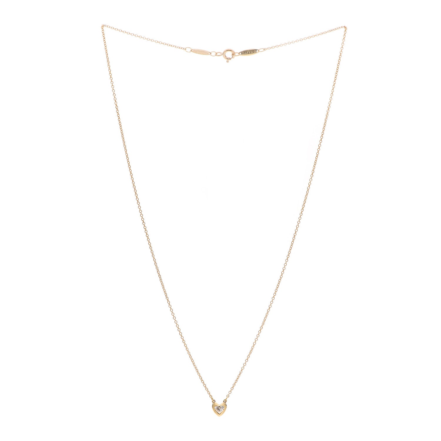 Tiffany 18K Yellow Gold Diamond .17ct Elsa Peretti Diamonds by the Yard Heart Pendant Necklace 3 of 8