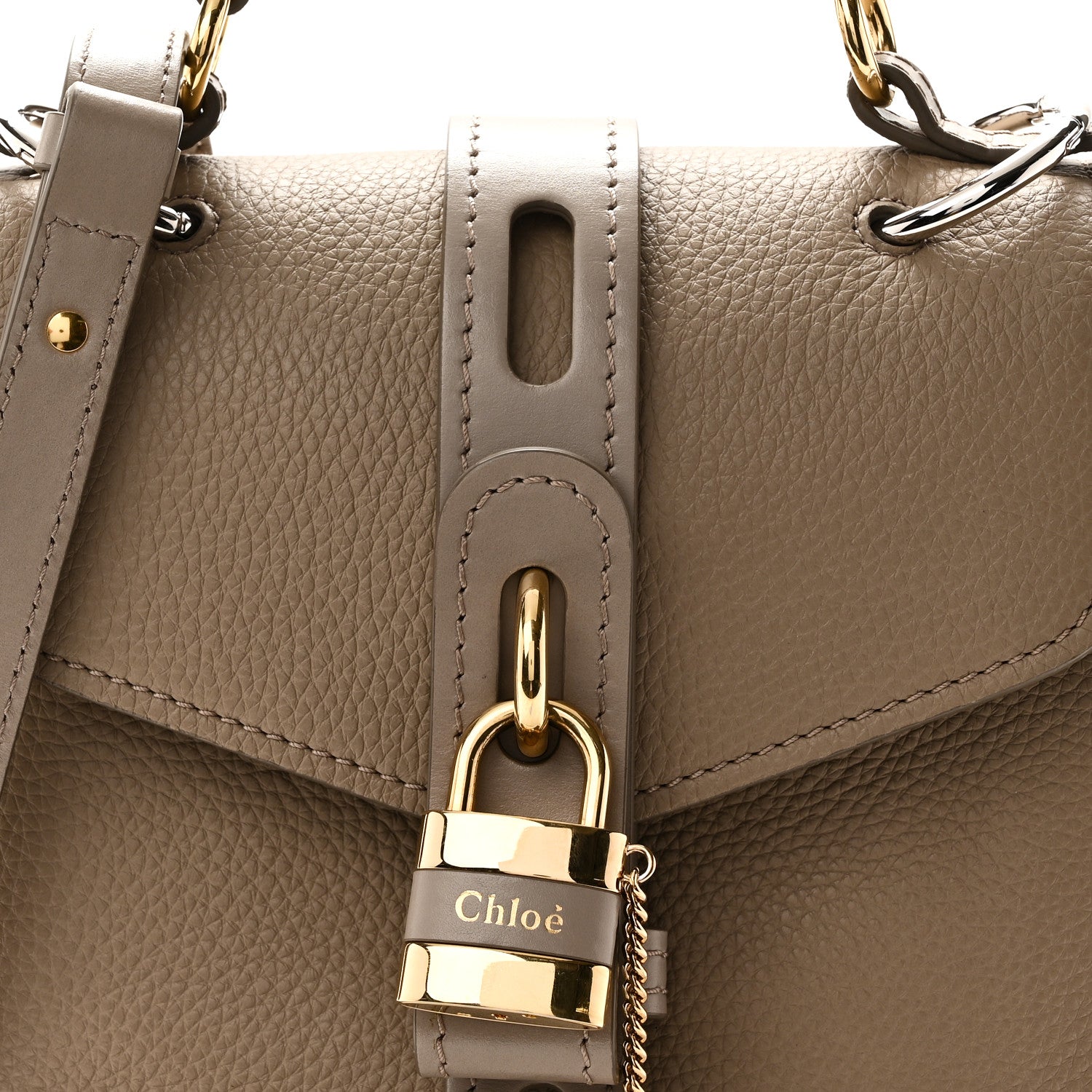 Chloe Shiny Grained Calfskin Small Aby Day Shoulder Bag Motty Grey 7 of 9