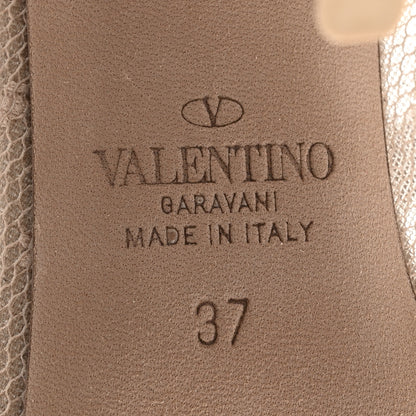 Valentino Garavani Mesh Calfskin Rockstud Ankle Strap 100mm Pumps 37 Biscotto 8 of 13