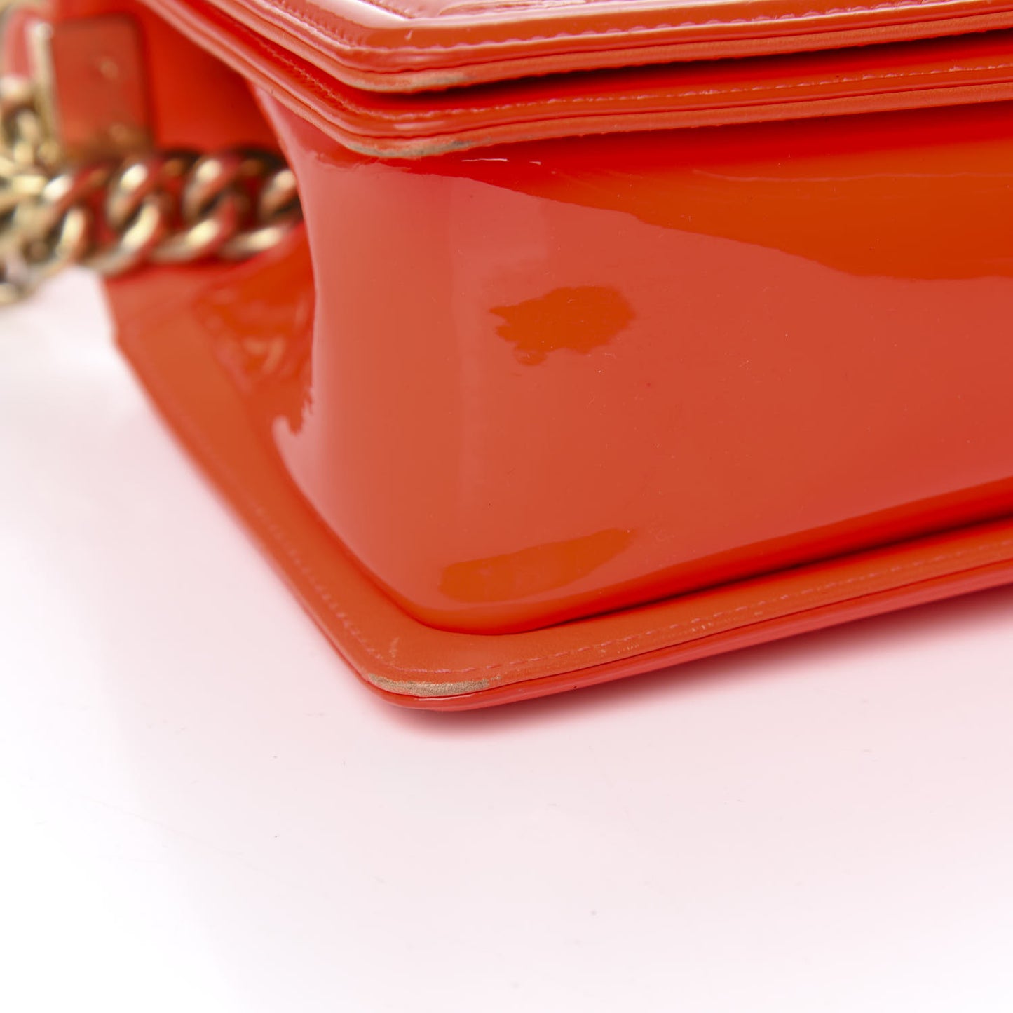 Patent Quilted Medium Boy Flap Orange