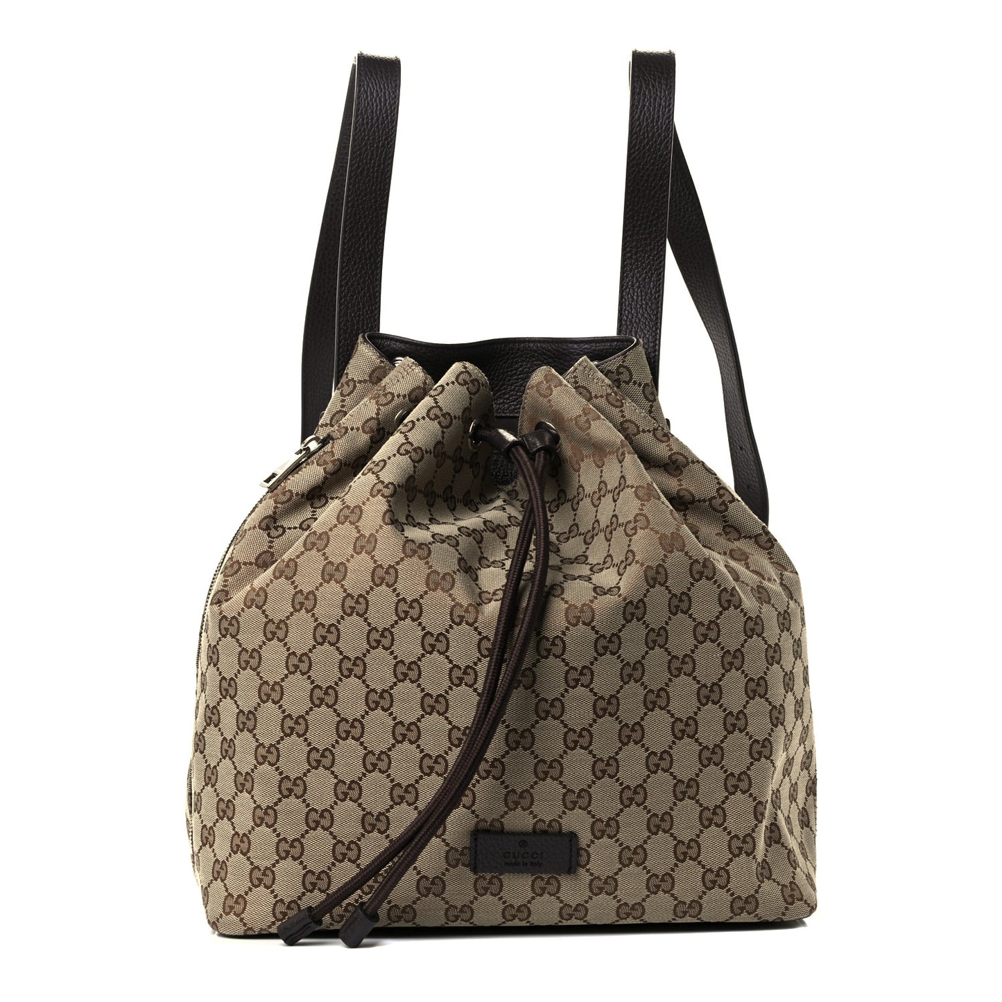 Monogram Dollar Calfskin O Drawstring Backpack Beige Ebony Testa di Moro Dark Chocolate