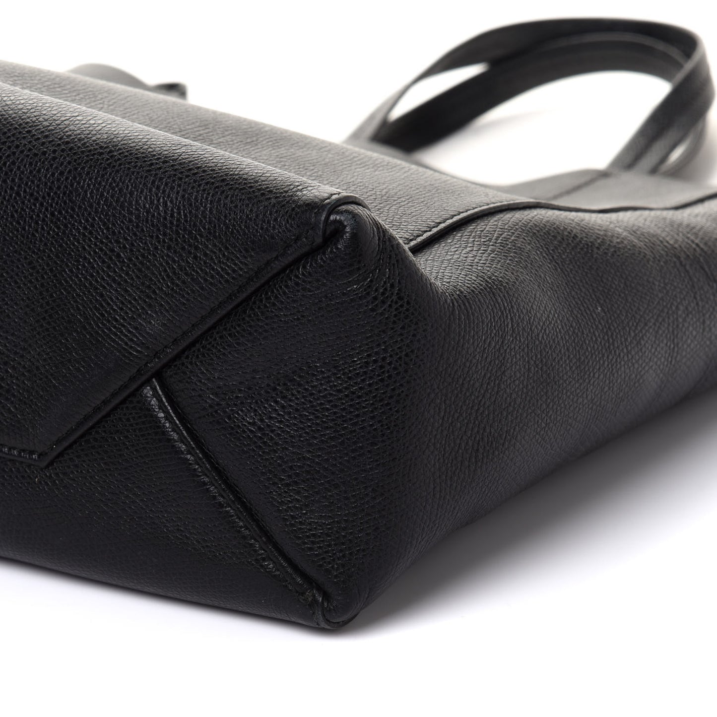 Grained Calfskin Small Vertical Cabas Black