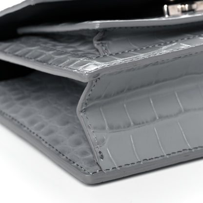 Balenciaga Shiny Calfskin Crocodile Embossed XS Sharp Top Handle Bag Balenciaga Grey 8 of 13