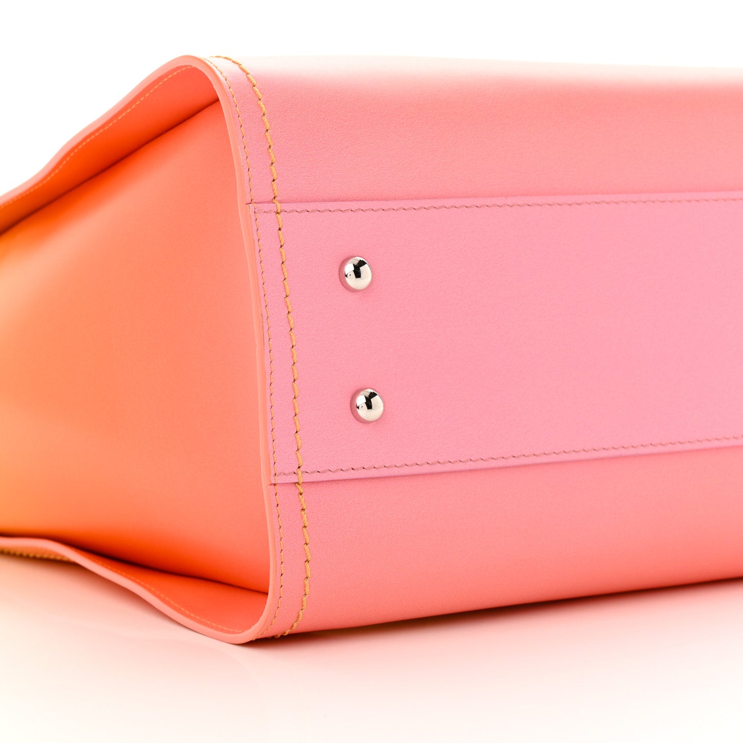 Shaded Calfskin Small Deauville Tote Orange Coral Pink