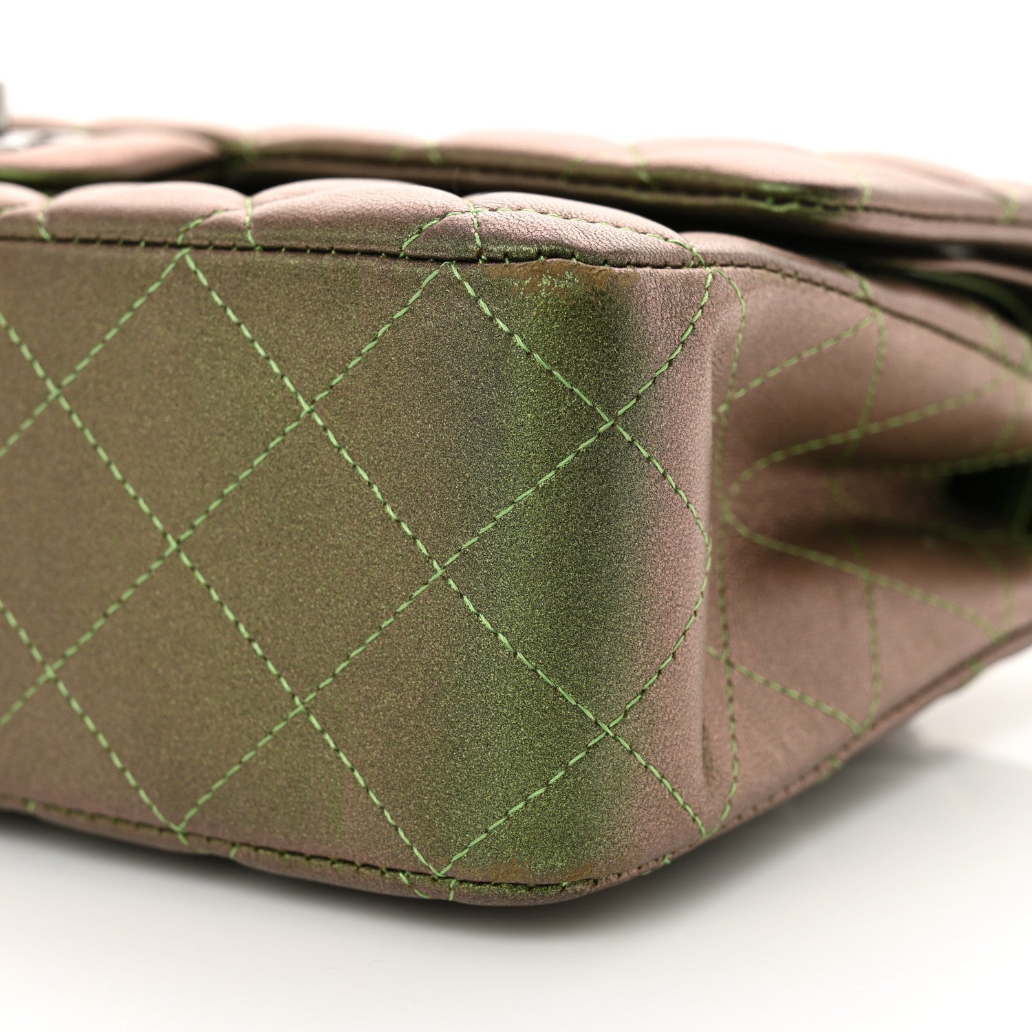Chanel Iridescent Lambskin Quilted Medium Double Flap Green 10 of 13