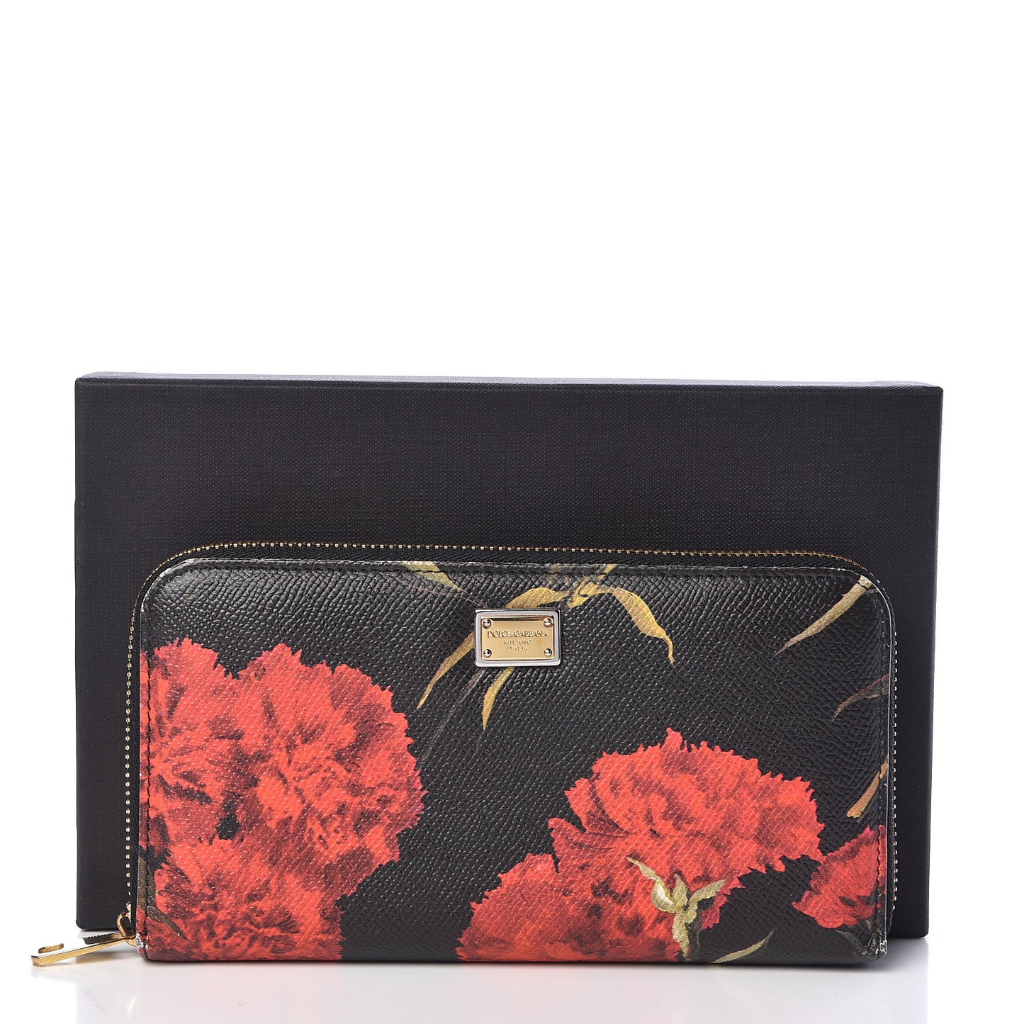 Dauphine Floral Print Zip Around Wallet Red Black