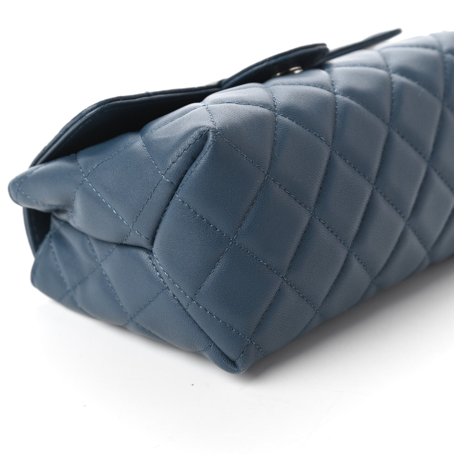 Lambskin Quilted Flap Cosmetic Case Blue