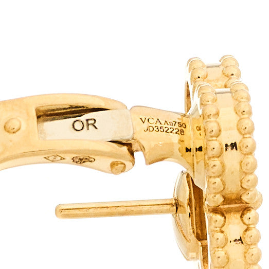Van Cleef & Arpels 18K Yellow Gold Mother of Pearl Vintage Alhambra Earrings 4 of 5