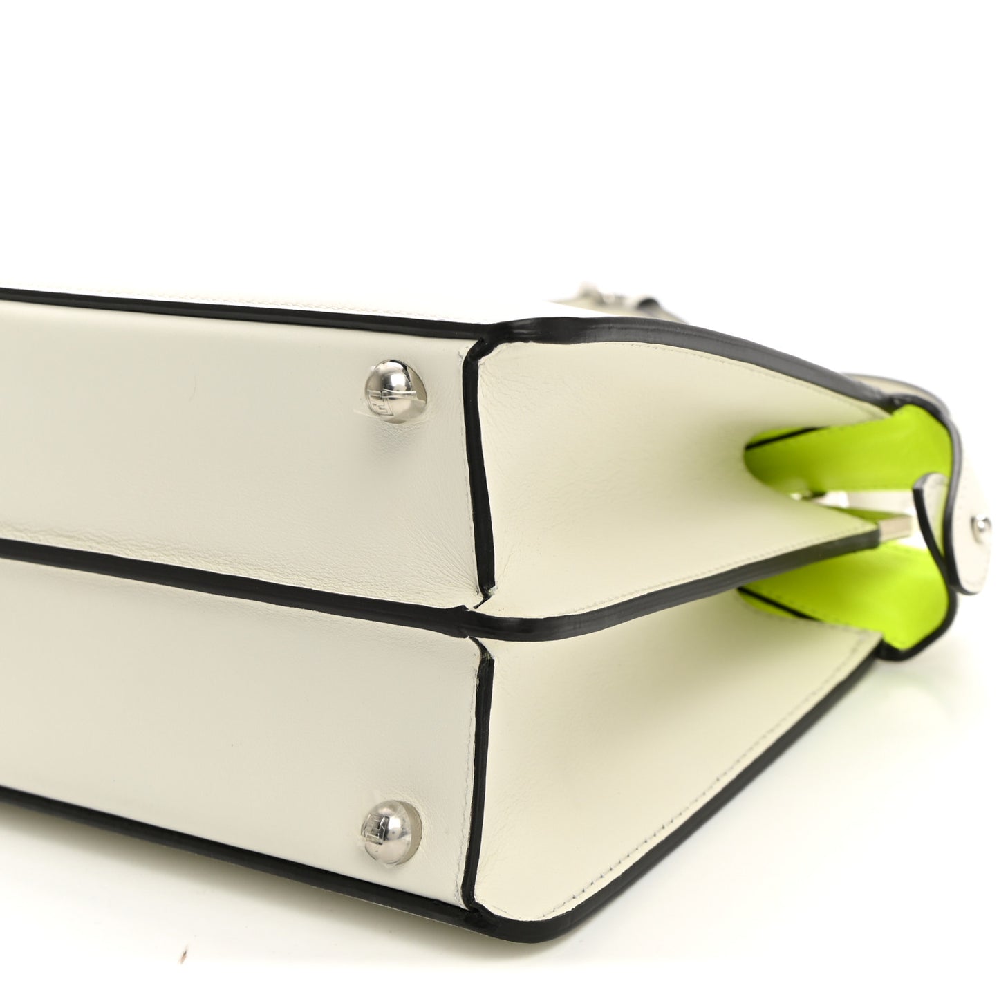 Vitello Seta Nappa Bi-Color Small Peekaboo I SEE U Satchel White Ice Yellow Fluo