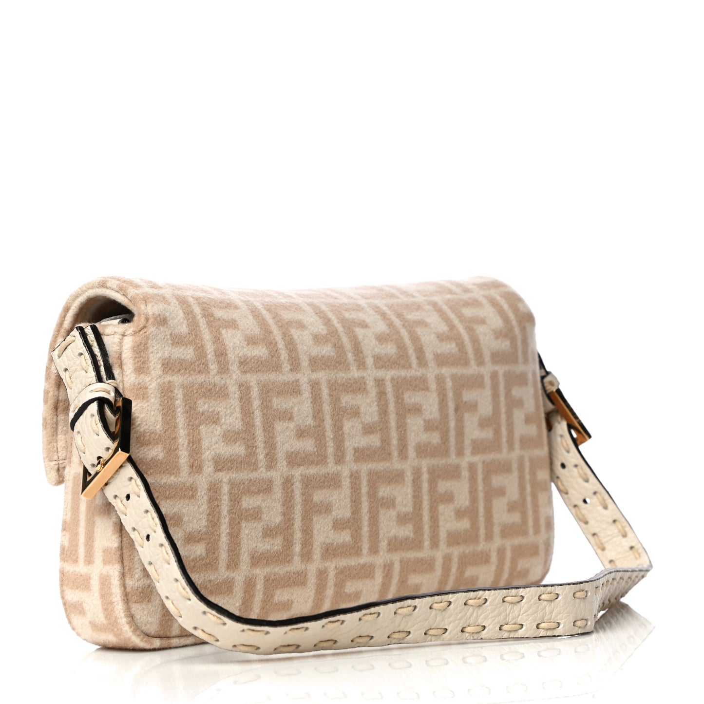 Wool Cuoio Romano Selleria FF 1974 Baguette 1997 Beige Cammello Camelia