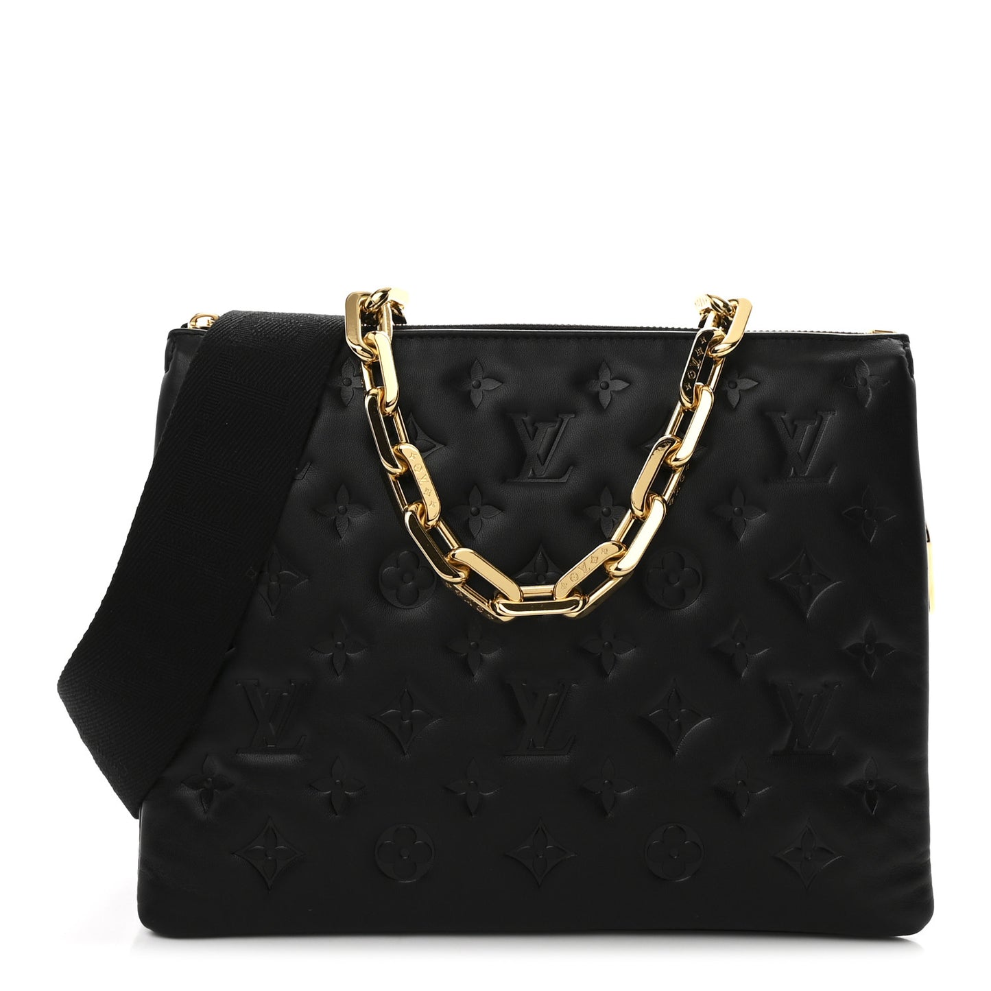 Lambskin Embossed Monogram Coussin PM Black