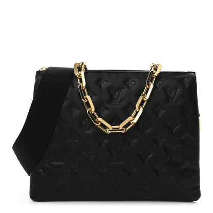 Louis Vuitton Lambskin Embossed Monogram Coussin PM Black 1 of 11
