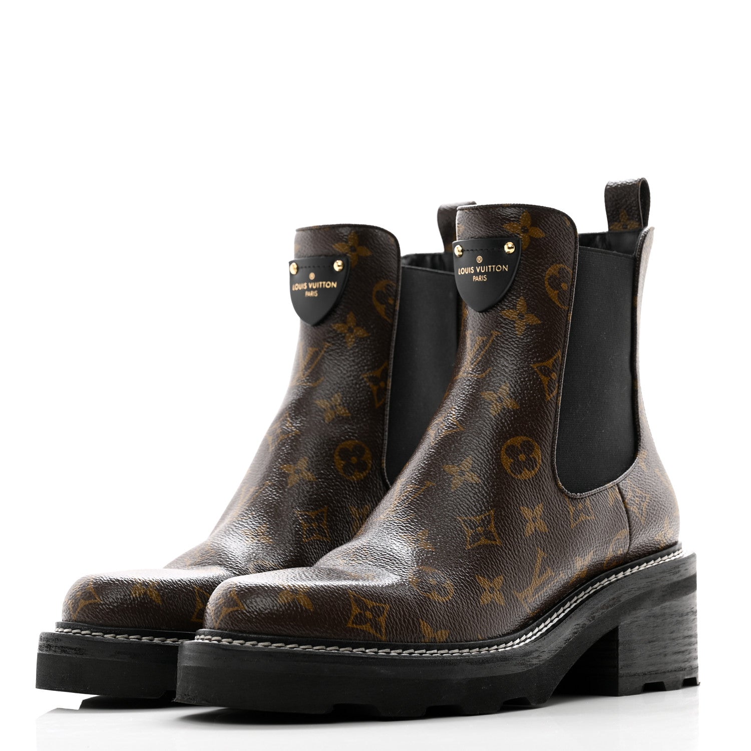Louis Vuitton Patent Monogram LV Beaubourg Ankle Boots 41 Black 3 of 11