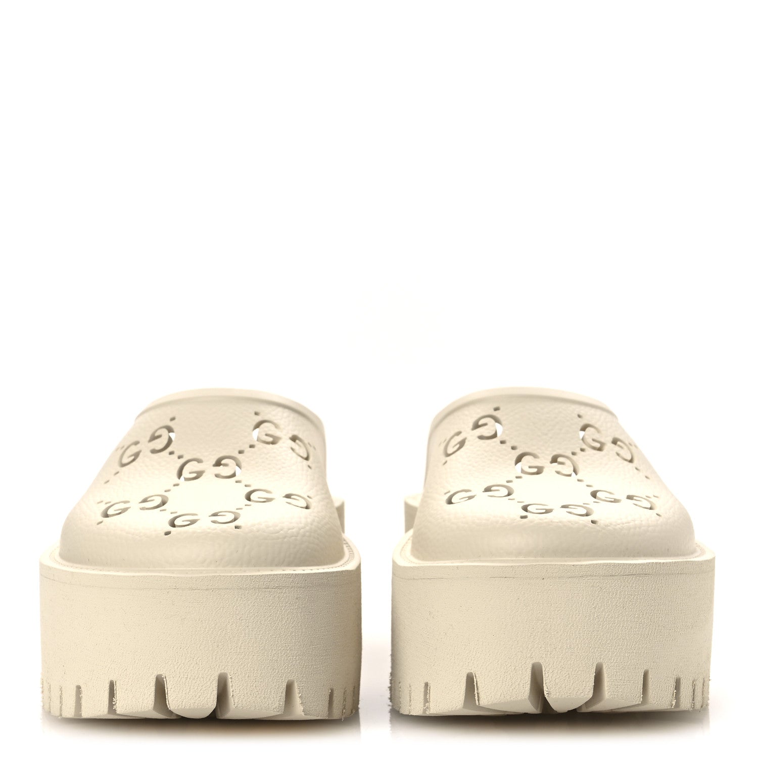Gucci Rubber GG Monogram Perforated Elea Platform 55mm Lug Sole Sandals 35 Mystic White 3 of 10