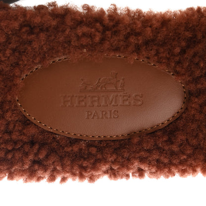 Hermes Woolskin Oran Sandals 35.5 Cognac 7 of 8