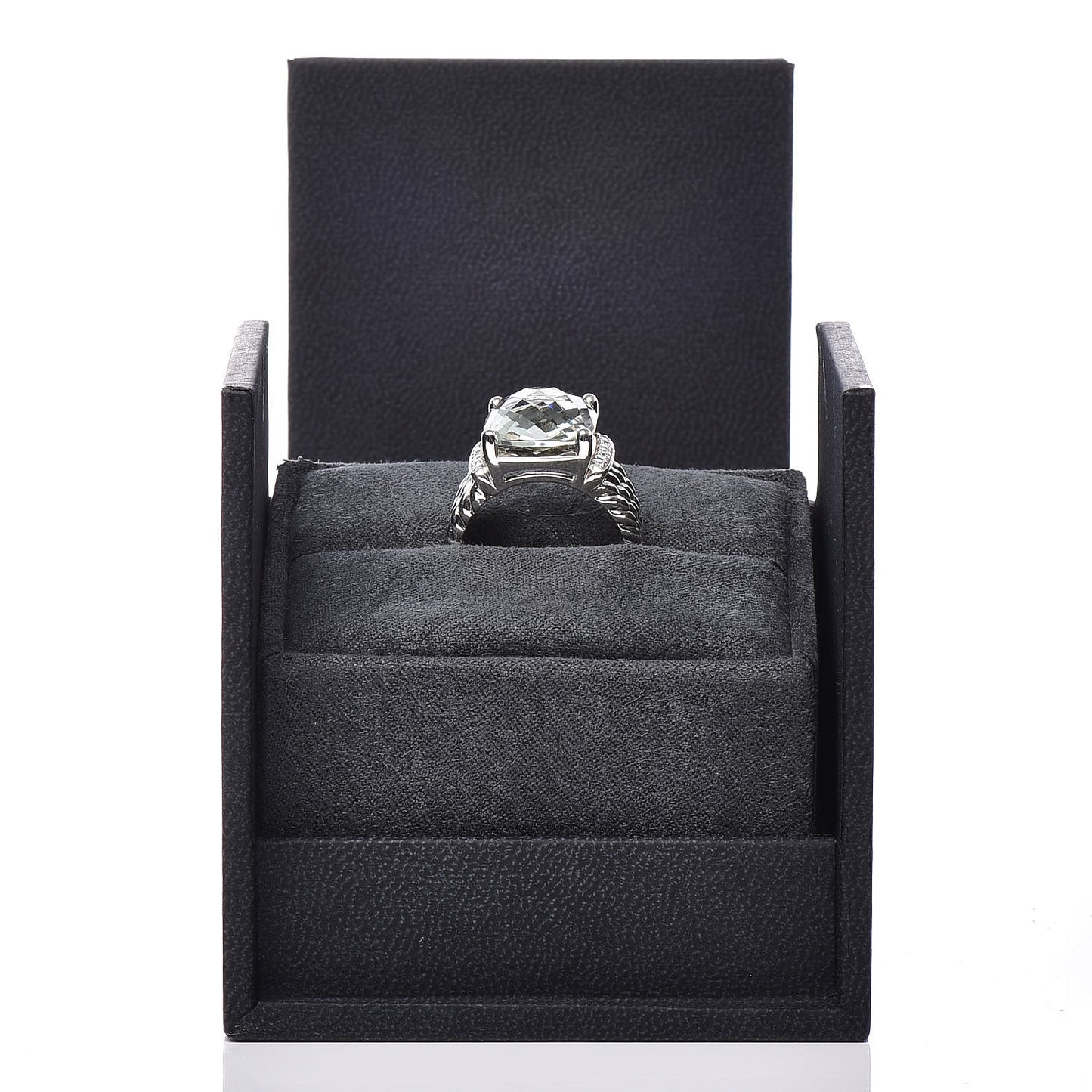 Sterling Silver Diamond Prasiolite 16mm Wheaton Ring 54 6.75