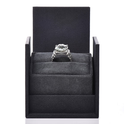 David Yurman Sterling Silver Diamond Prasiolite 16mm Wheaton Ring 54 6.75 6 of 6