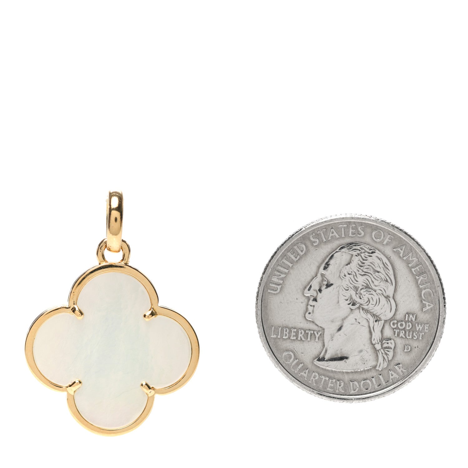 Van Cleef & Arpels 18K Yellow Gold Mother of Pearl Magic Alhambra Pendant 2 of 3