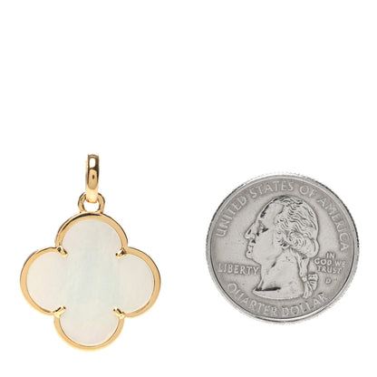 Van Cleef & Arpels 18K Yellow Gold Mother of Pearl Magic Alhambra Pendant 2 of 3