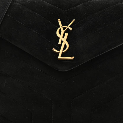 Saint Laurent Suede Calfskin Y Quilted Monogram Small Loulou Chain Satchel Black 9 of 11