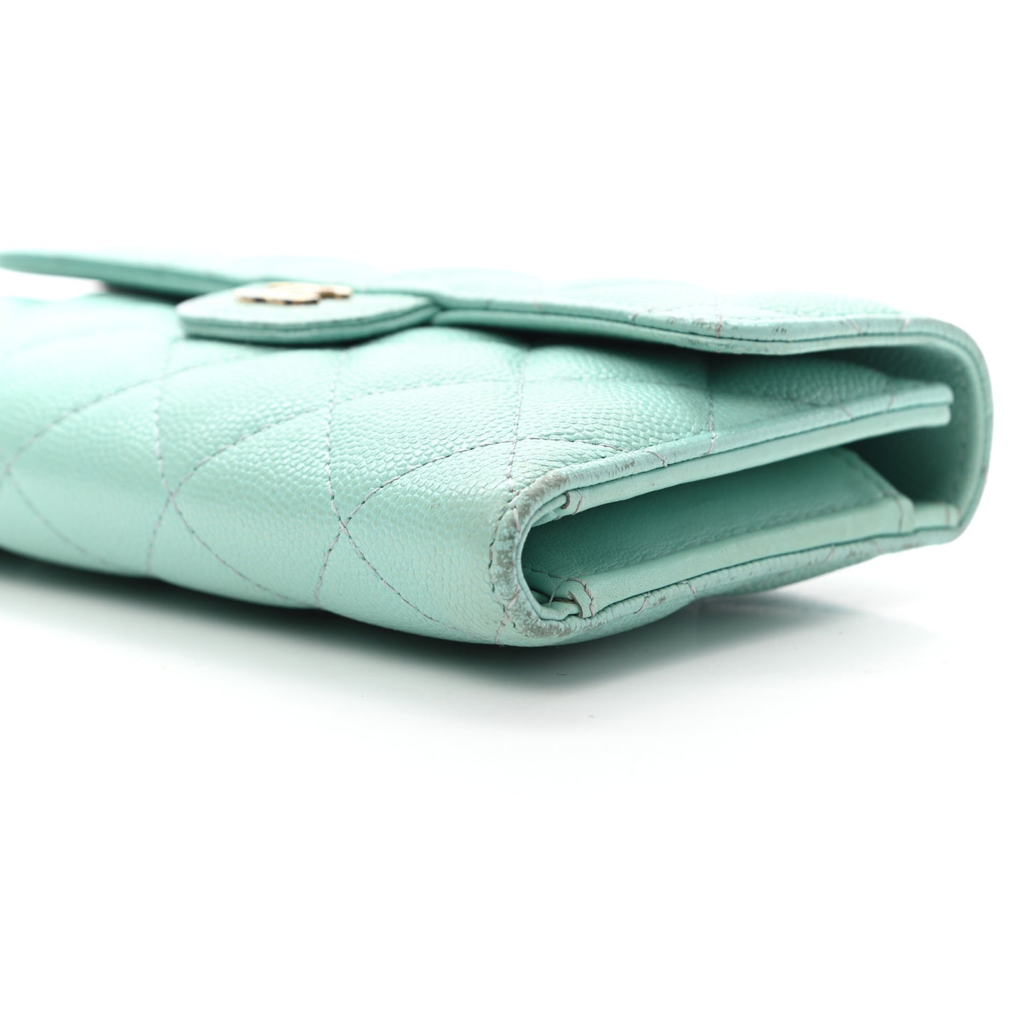 Caviar Quilted Medium Flap Wallet Light Blue
