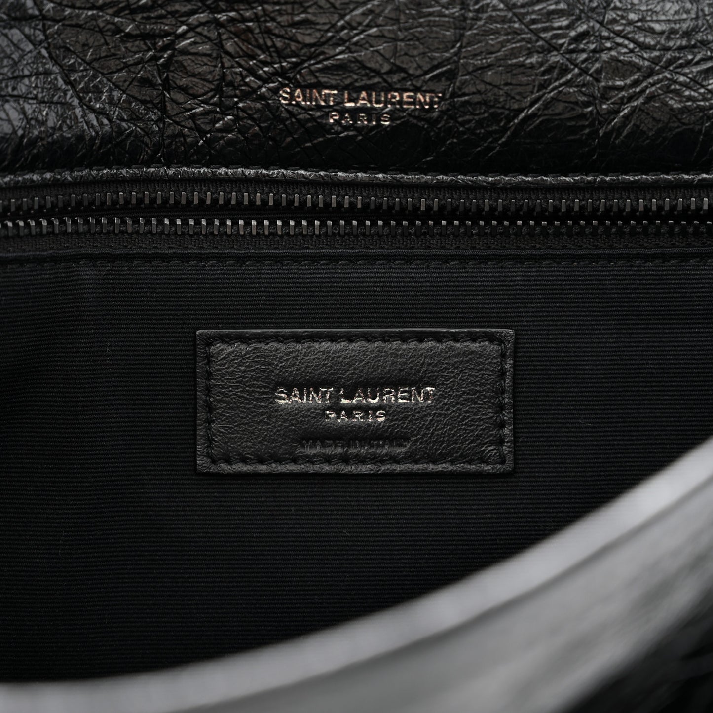 Crinkled Calfskin Matelasse Monogram Medium Niki Chain Satchel Black