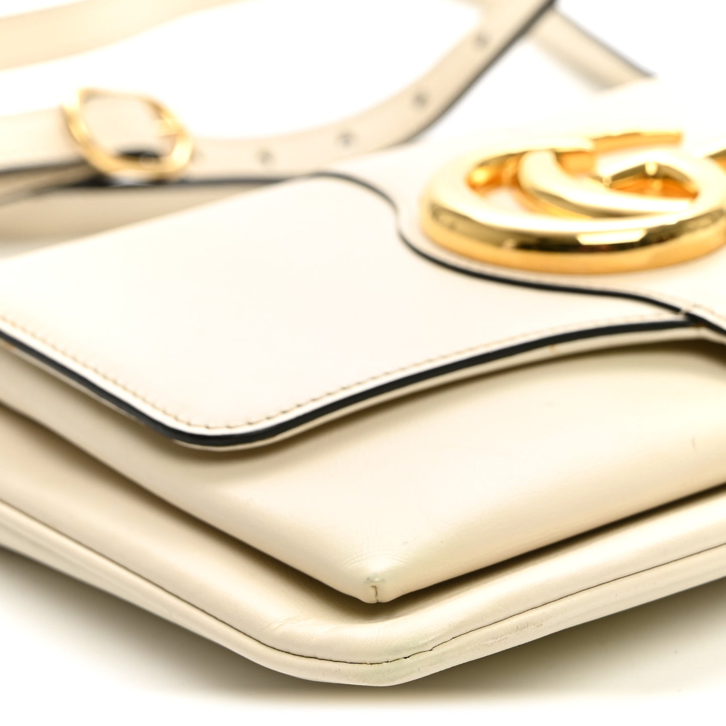 Calfskin Small Arli Flap Shoulder Bag Mystic White