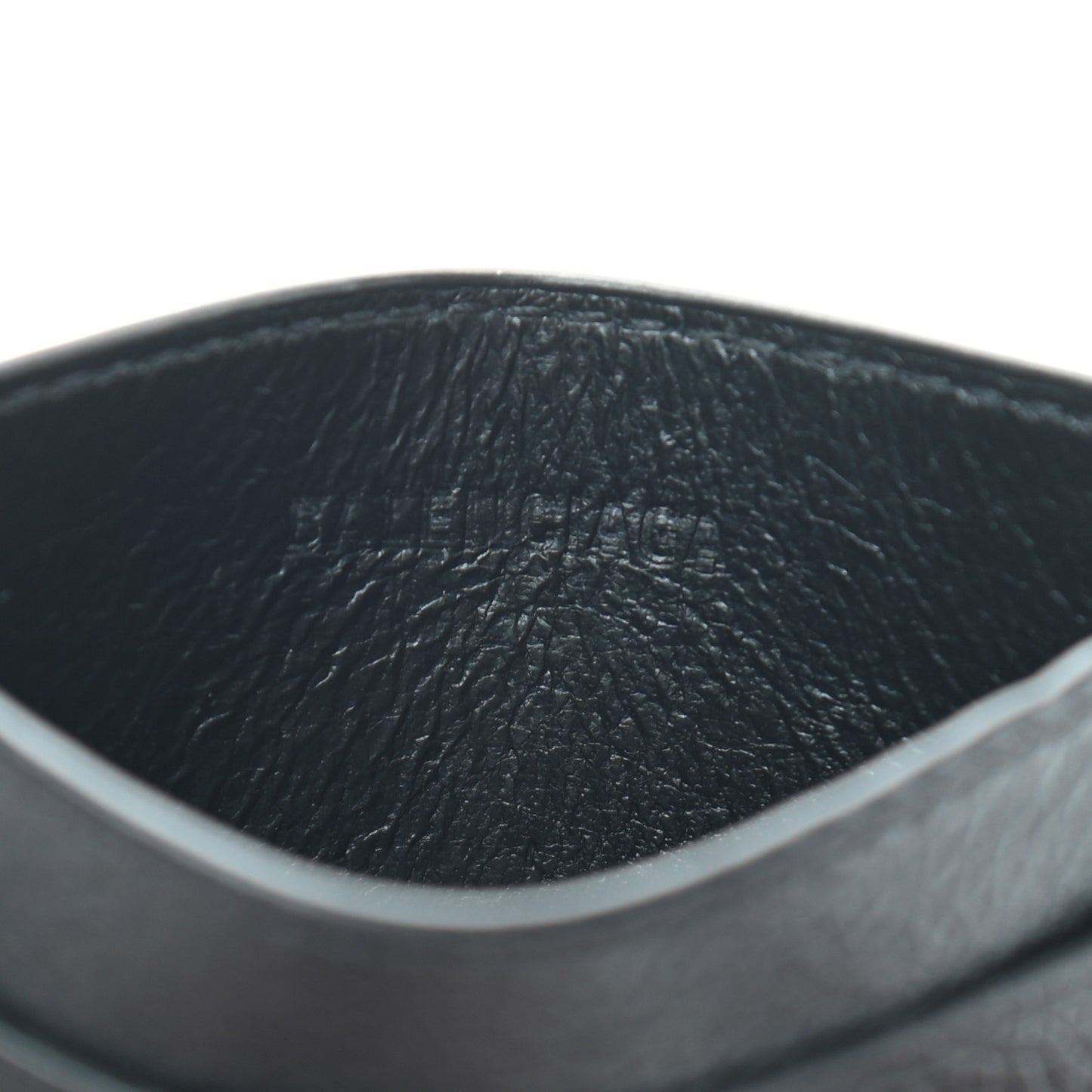 Grained Calfskin Logo Cash Card Holder Black White
