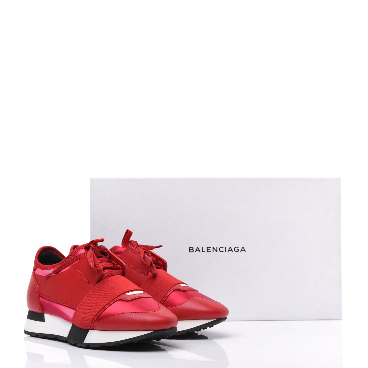 Satin Calfskin Womens Race Runner Sneakers 37 Rouge Groseille
