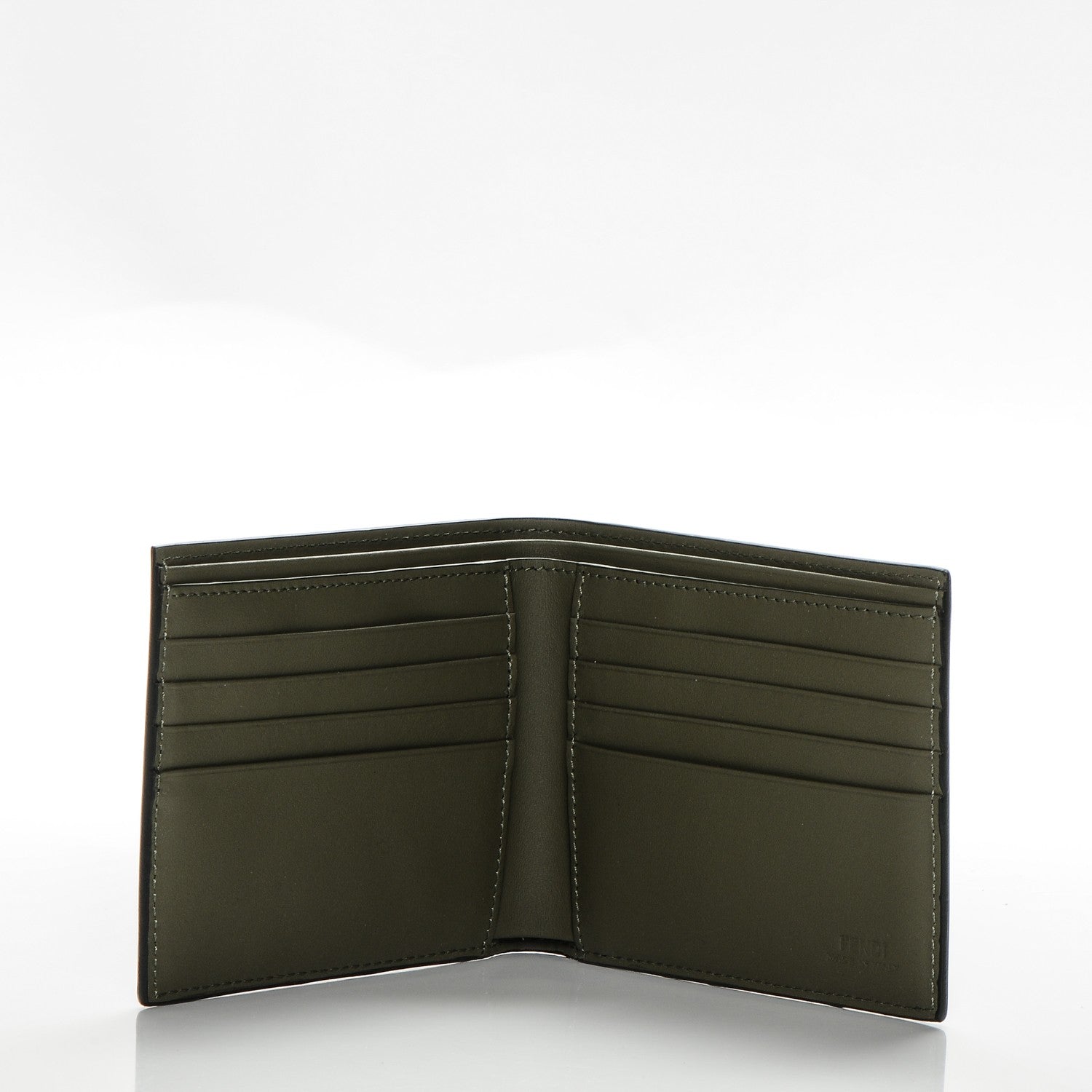 Fendi Vitello Century Face No Words Bi-Fold Wallet Black Blue 5 of 7