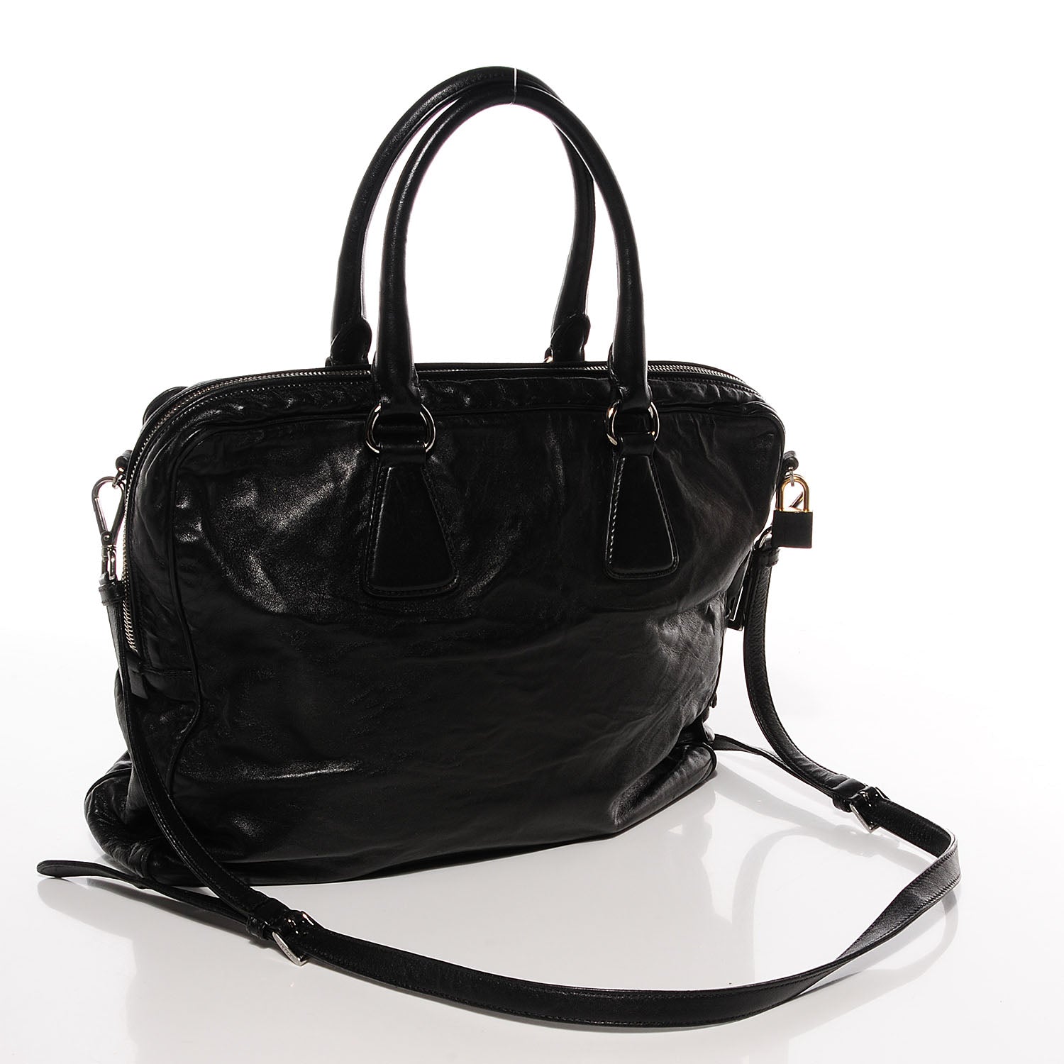 Prada Nappa Antique Satchel Nero Black 3 of 11
