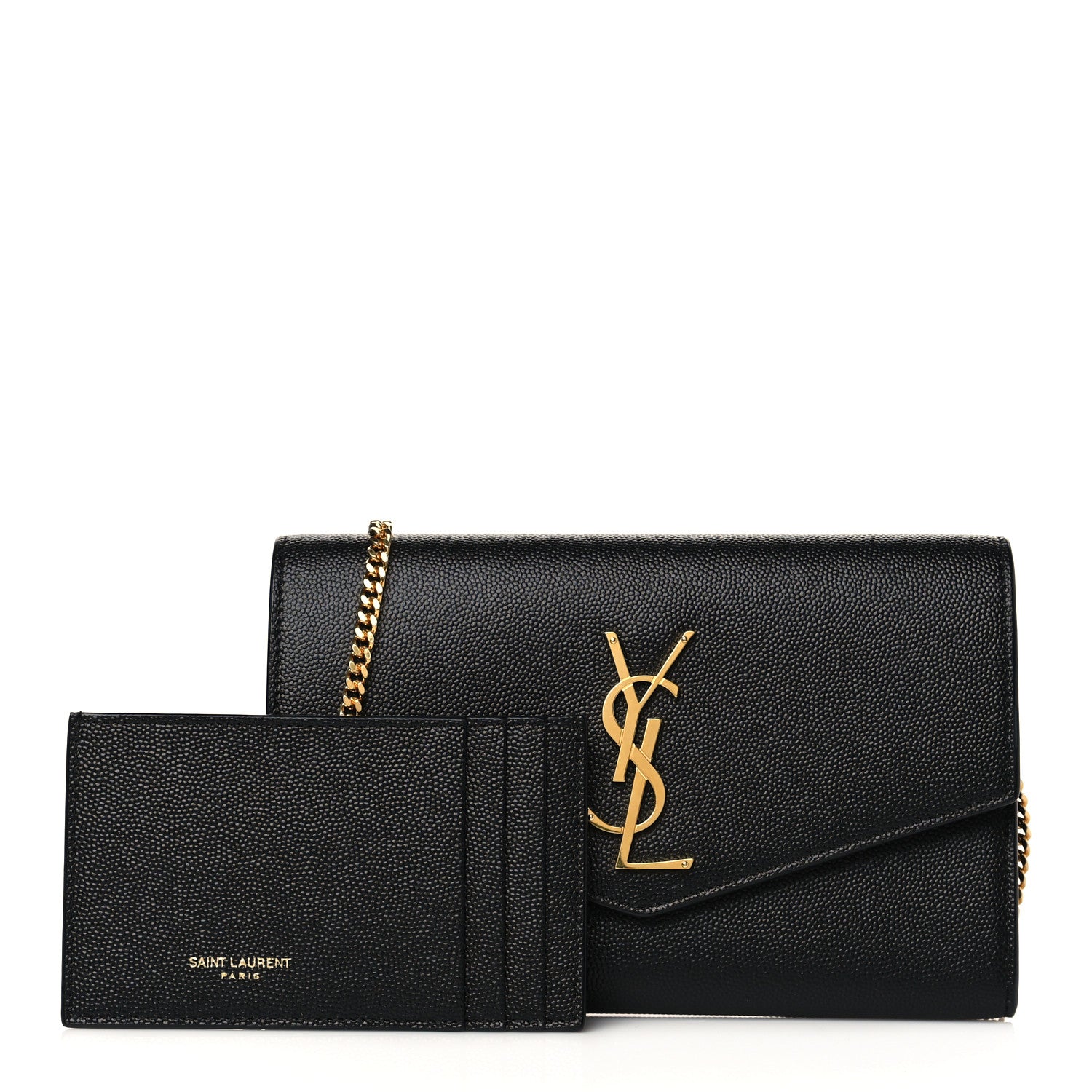 Saint Laurent Grain De Poudre Uptown Chain Wallet Black 1 of 11