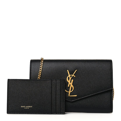 Saint Laurent Grain De Poudre Uptown Chain Wallet Black 1 of 11