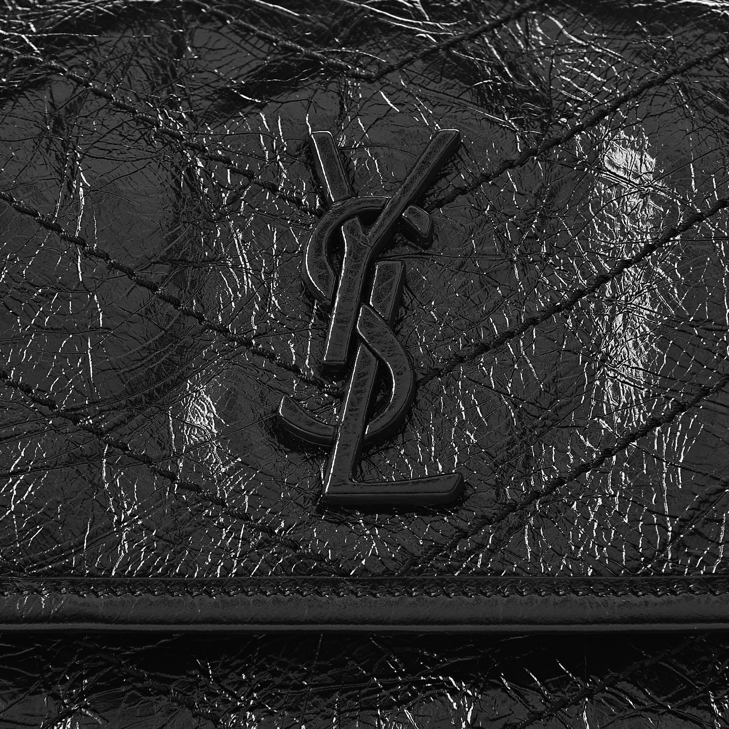 Saint Laurent Crinkled Calfskin Matelasse Monogram Baby Niki Chain Satchel Black 10 of 10