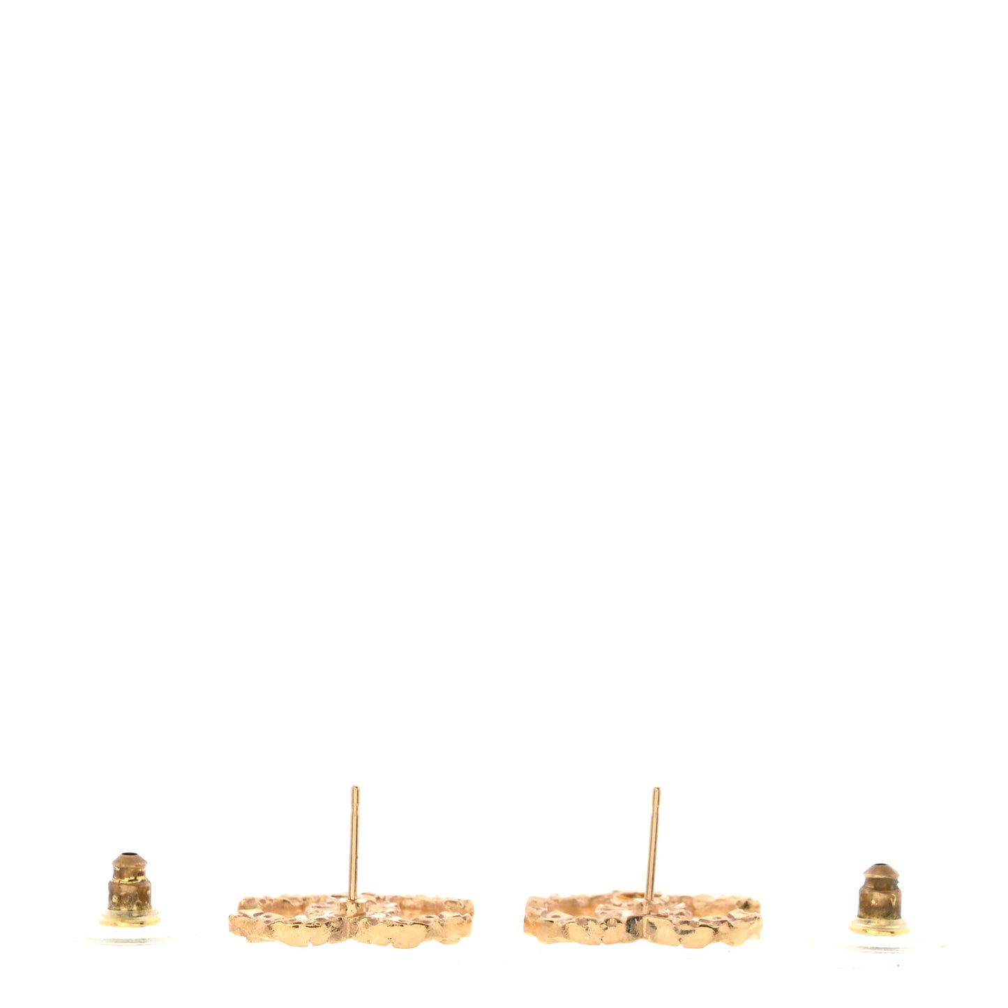 Metal Textured CC Earrings Gold