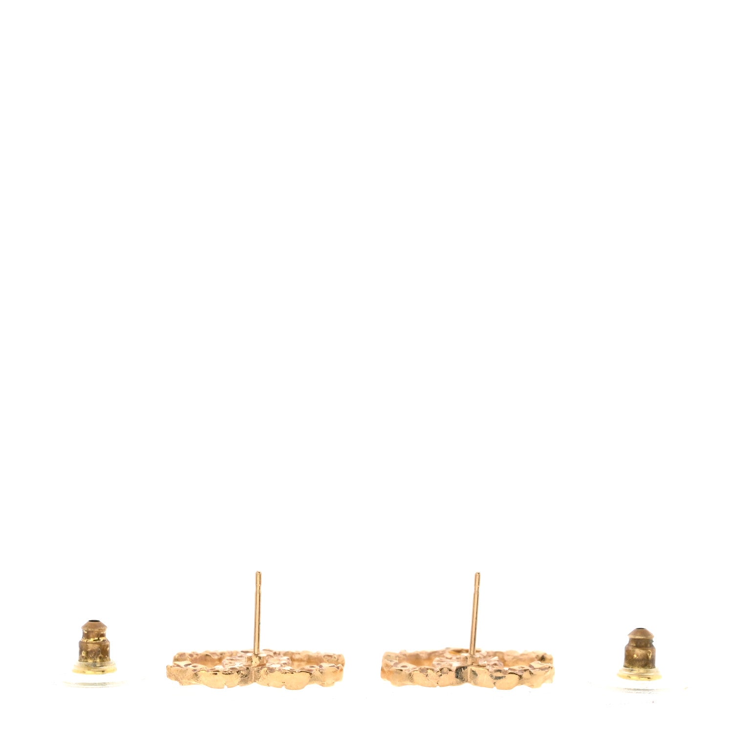 Chanel Metal Textured CC Earrings Gold 4 of 6