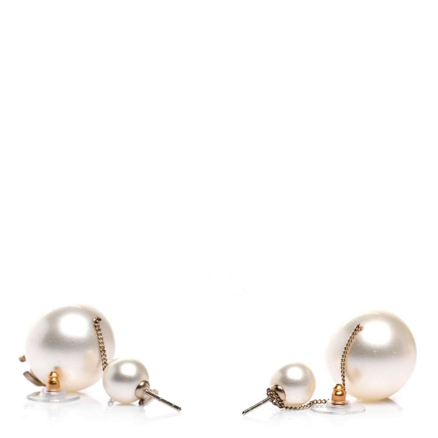Pearl CC Chain Drop Earrings Gold
