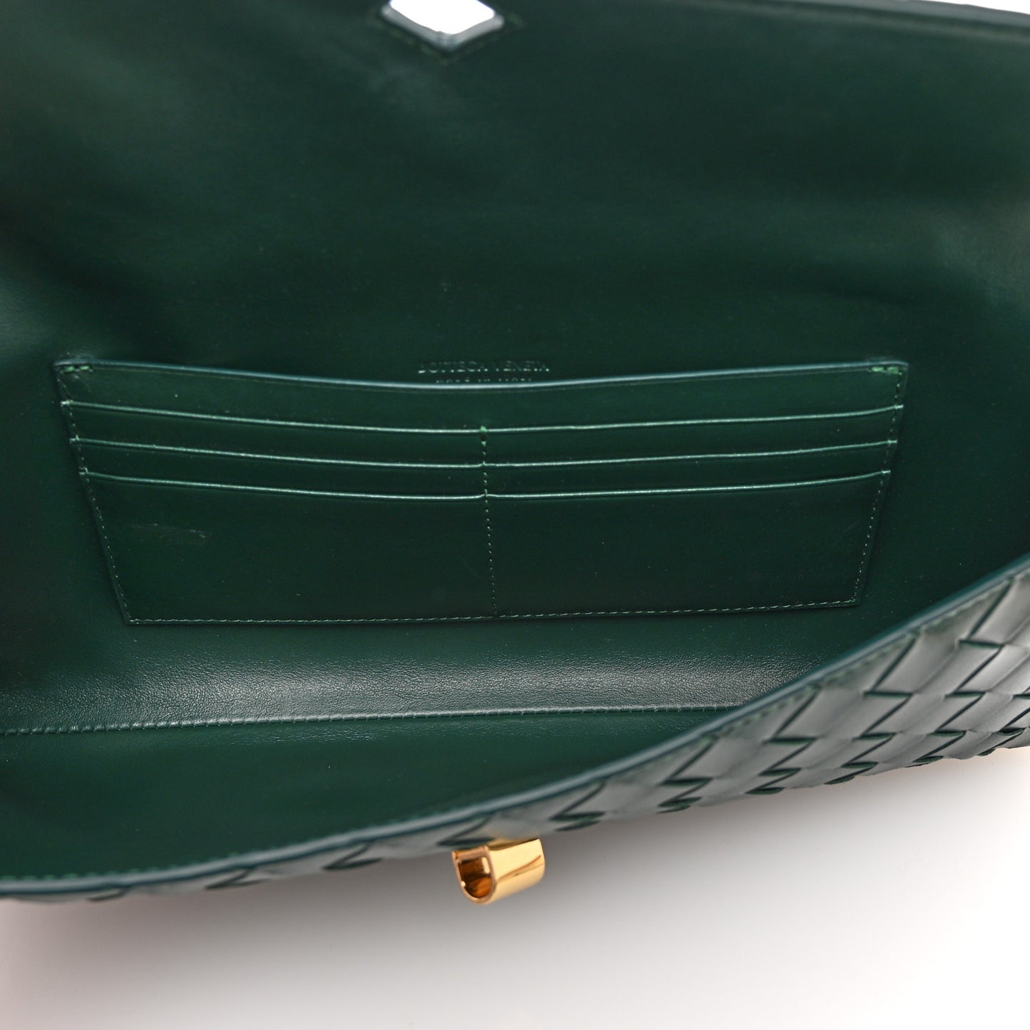 Nappa Intrecciato Long Andiamo Top Handle Clutch Emerald Green