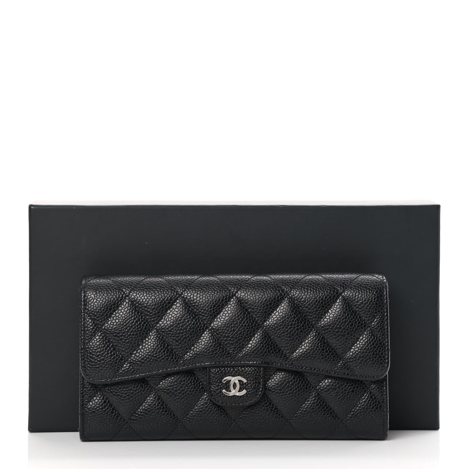Chanel Caviar Quilted Large Gusset Flap Wallet Black 12 of 12