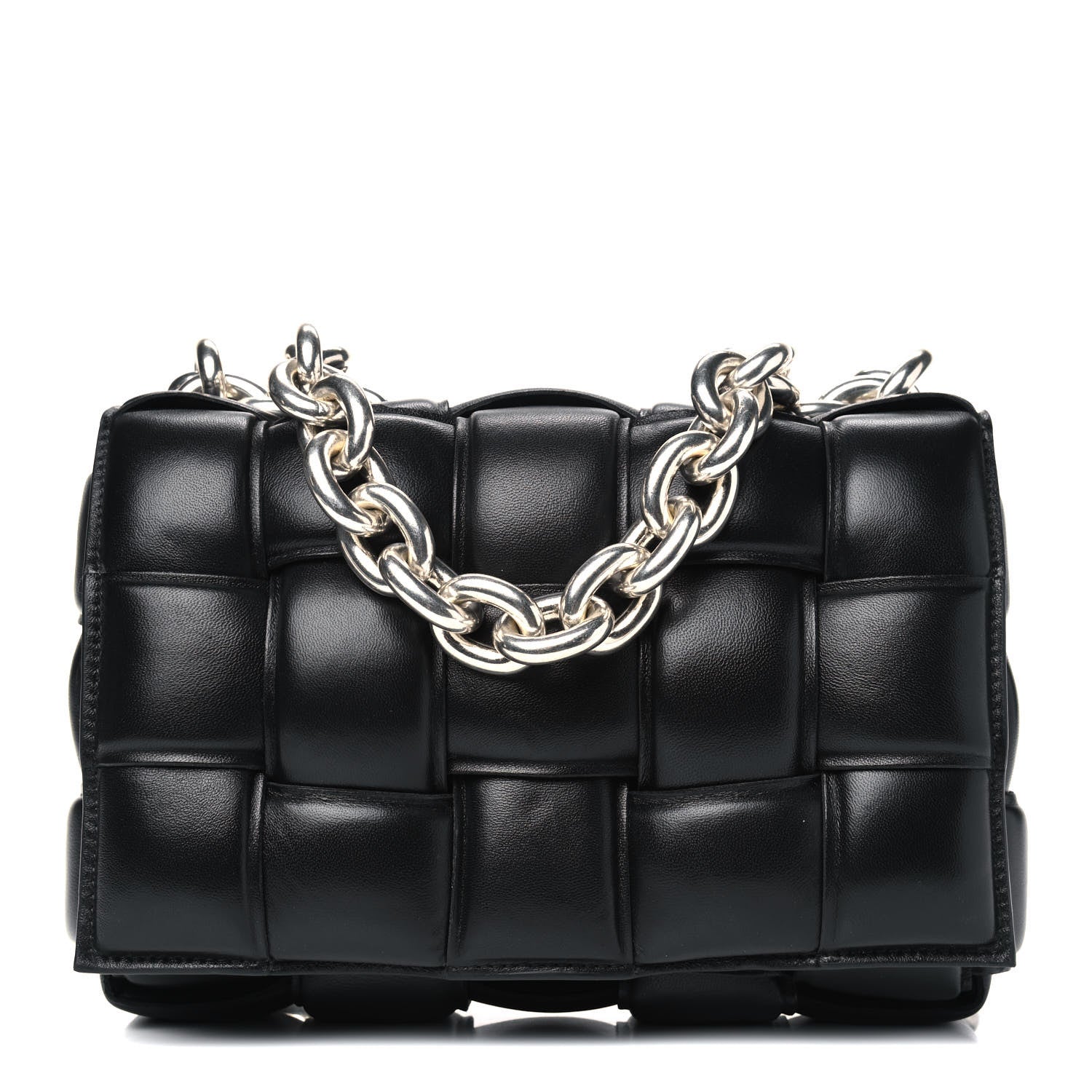 Bottega Veneta Lambskin Maxi Intreccio Padded Chain Cassette Crossbody Bag Black 1 of 5